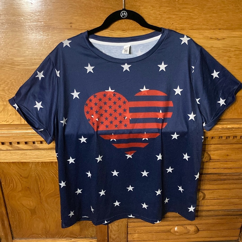 Pixie Lady USA Flag Stars Patriotic America T- Shirt